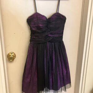 Purple Pleated Tulle Mini Dress